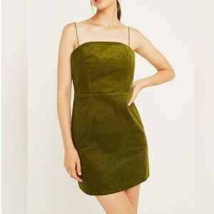 Urban Outfitters Women's Olive Green Colette Corduroy Mini Bodycon Dress Size 4